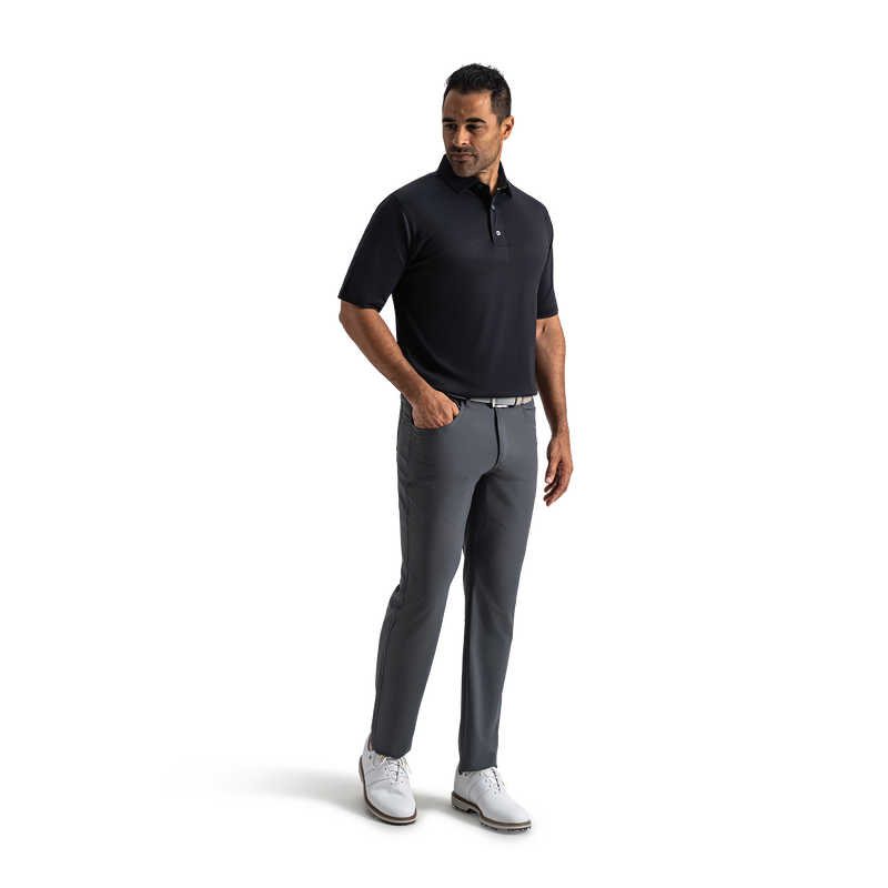 Performance Stretch Pique Solid Self Collar - Black