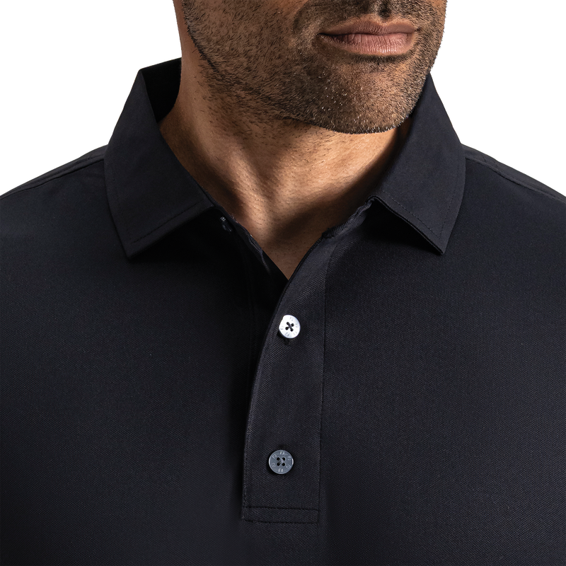 Performance Stretch Pique Solid Self Collar - Black