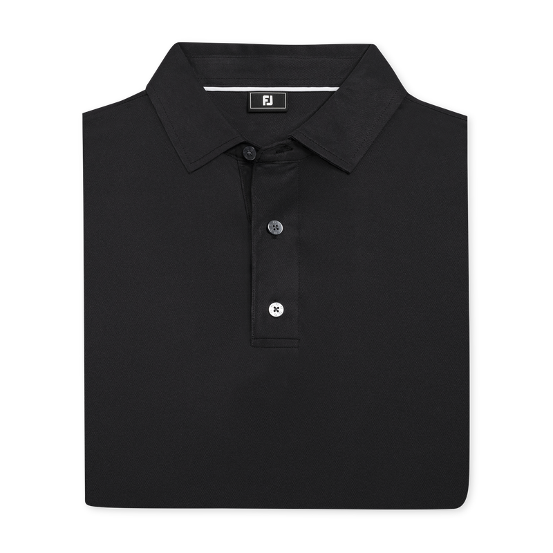 Performance Stretch Pique Solid Self Collar - Black