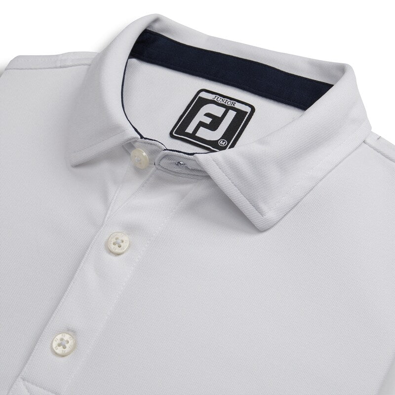 Solid Pique Self Collar Junior - White