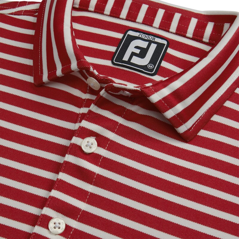 Striped Pique Self Collar Junior (Junior) - Red / White
