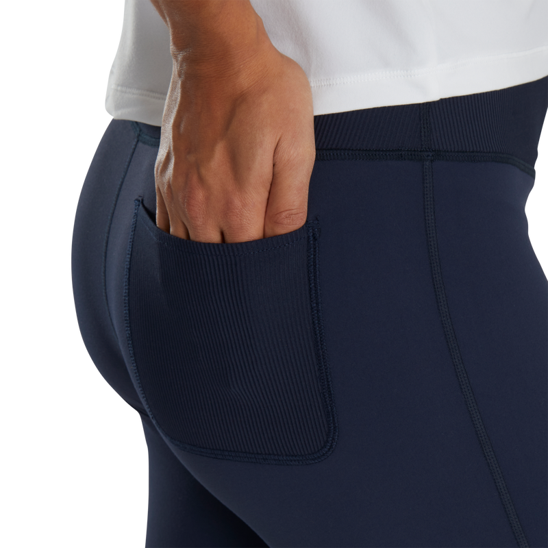 Ankle Length Rib Block Leggings Women - Navy