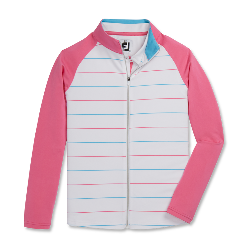 Full-Zip Mid-Layer Junior Girl - White / Hot Pink / Aqua