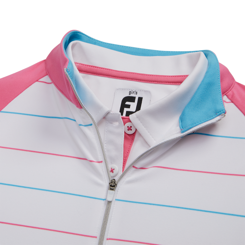 Full-Zip Mid-Layer Junior Girl - White / Hot Pink / Aqua