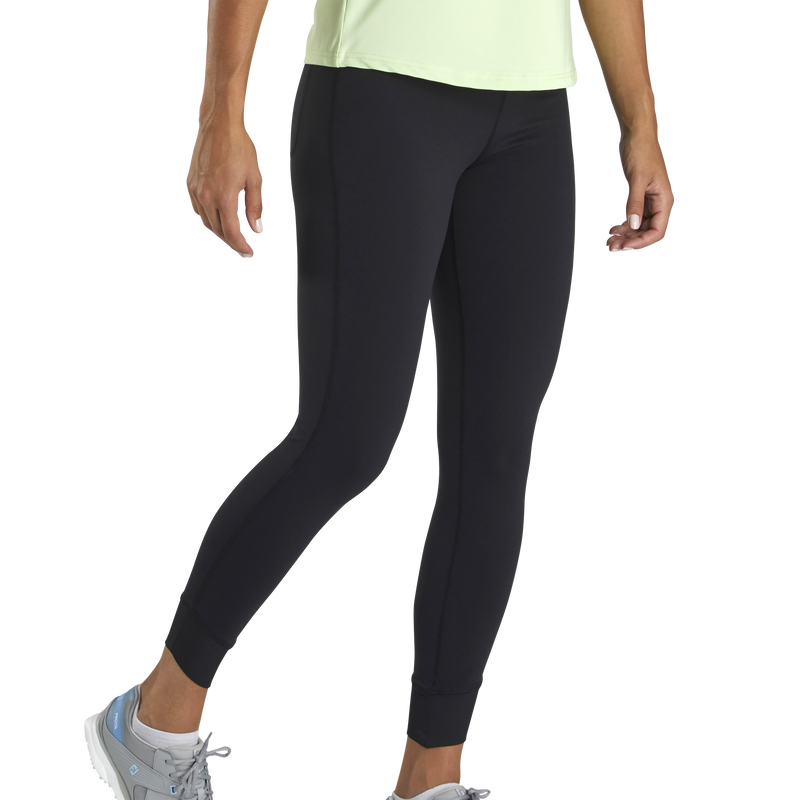 Ankle Length Rib Block Leggings Women - Black