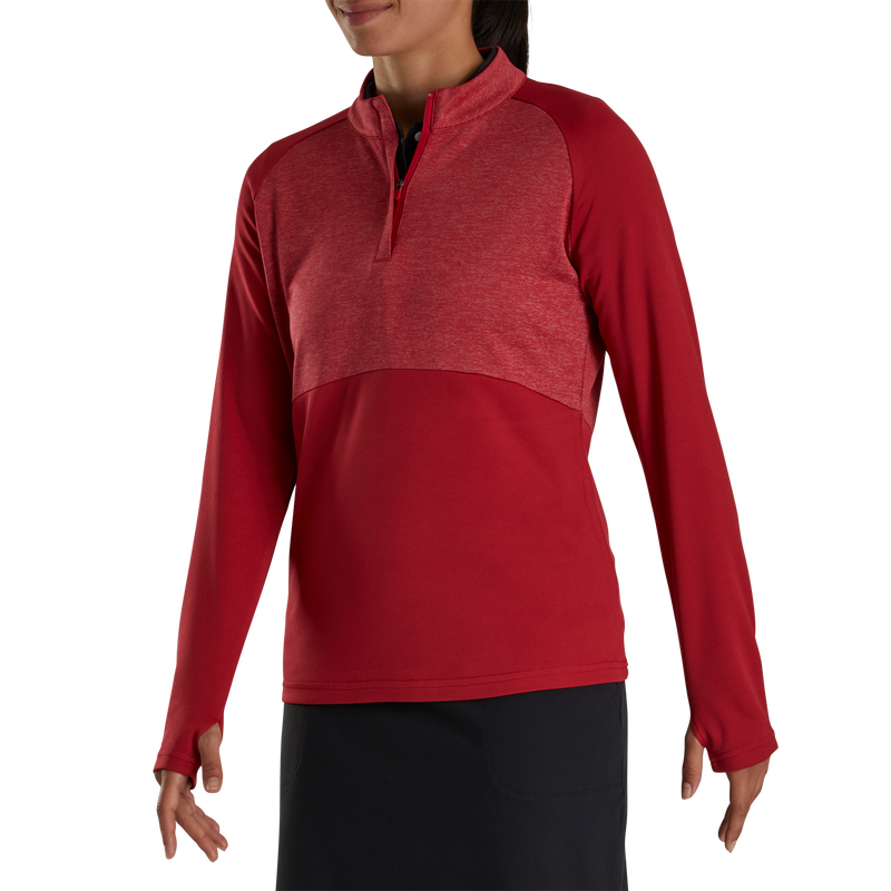 Heather Block Half-Zip Mid-Layer Women - Crimson