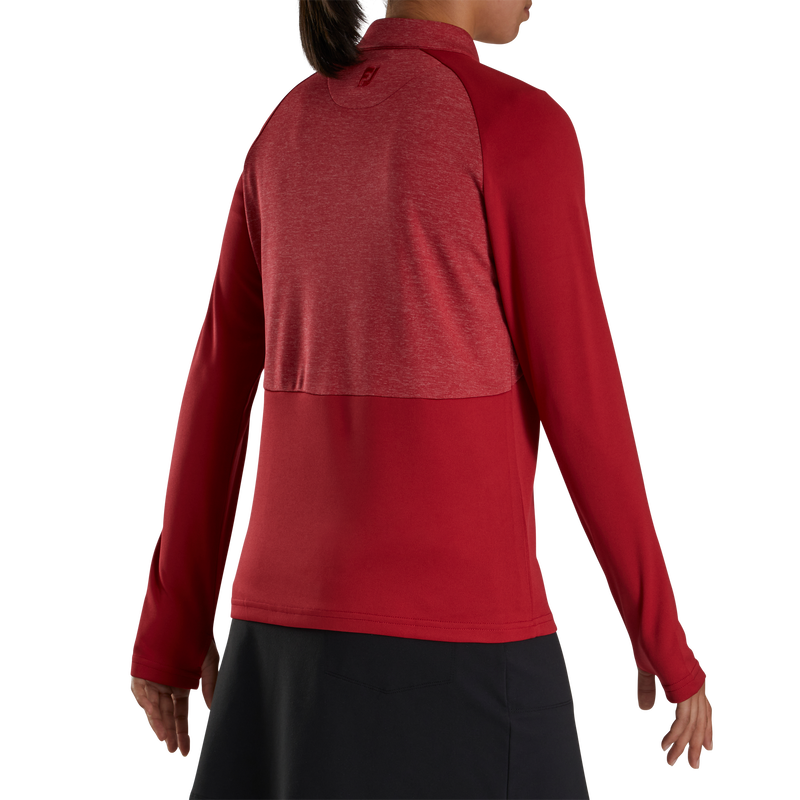Heather Block Half-Zip Mid-Layer Women - Crimson