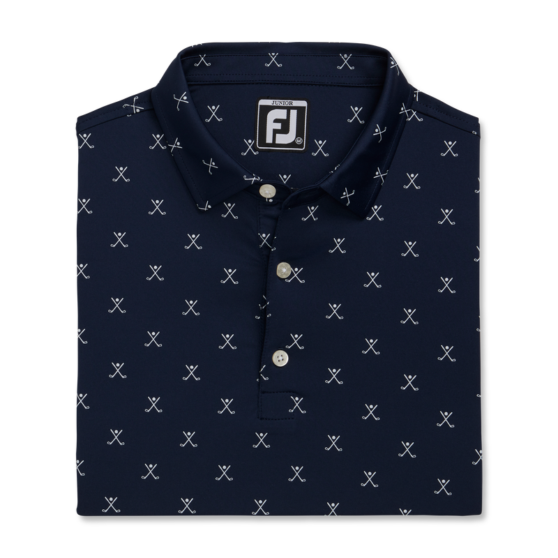 Striped Pique Self Collar Junior (Junior) - Navy