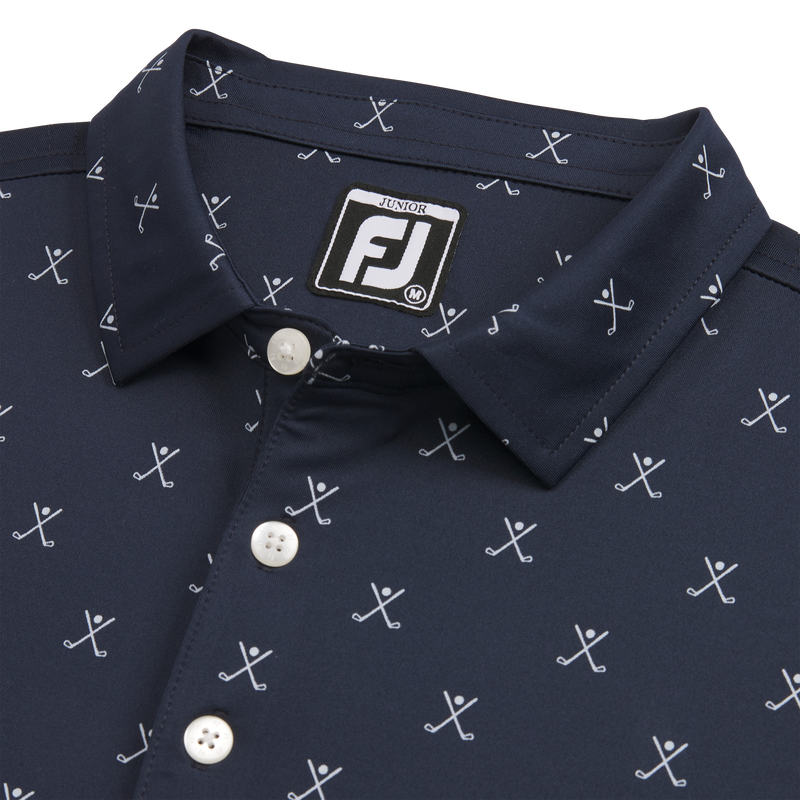 Striped Pique Self Collar Junior (Junior) - Navy