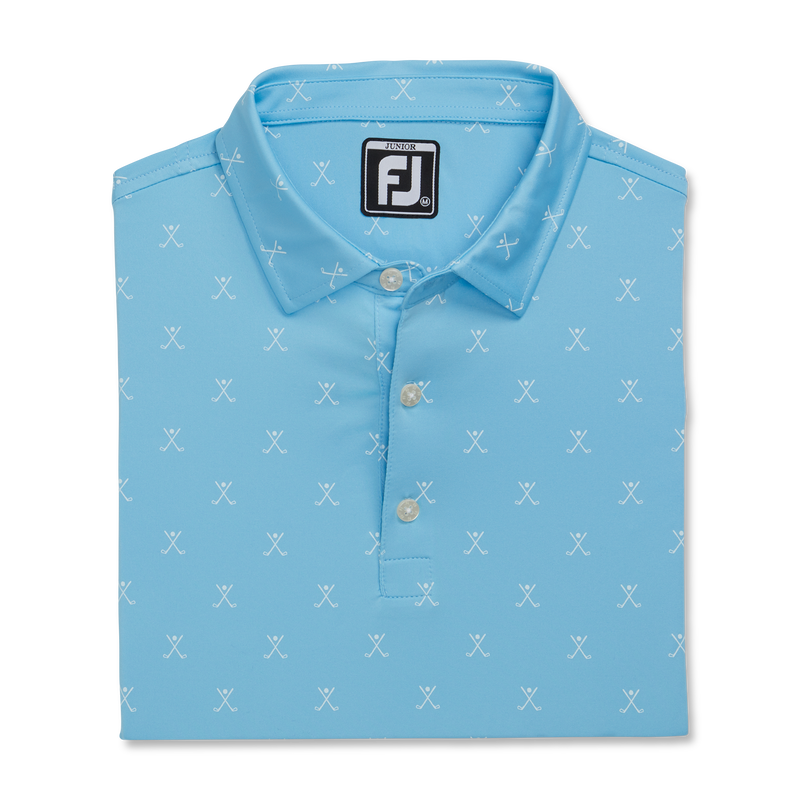 Striped Pique Self Collar Junior (Junior) - Light Blue