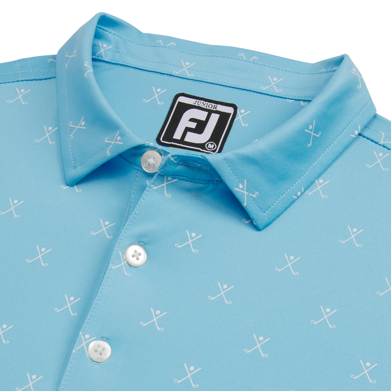 Striped Pique Self Collar Junior (Junior) - Light Blue