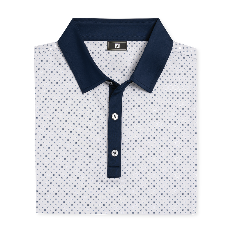 Athletic Fit Micro Flower Lisle (Men's) - White / Navy