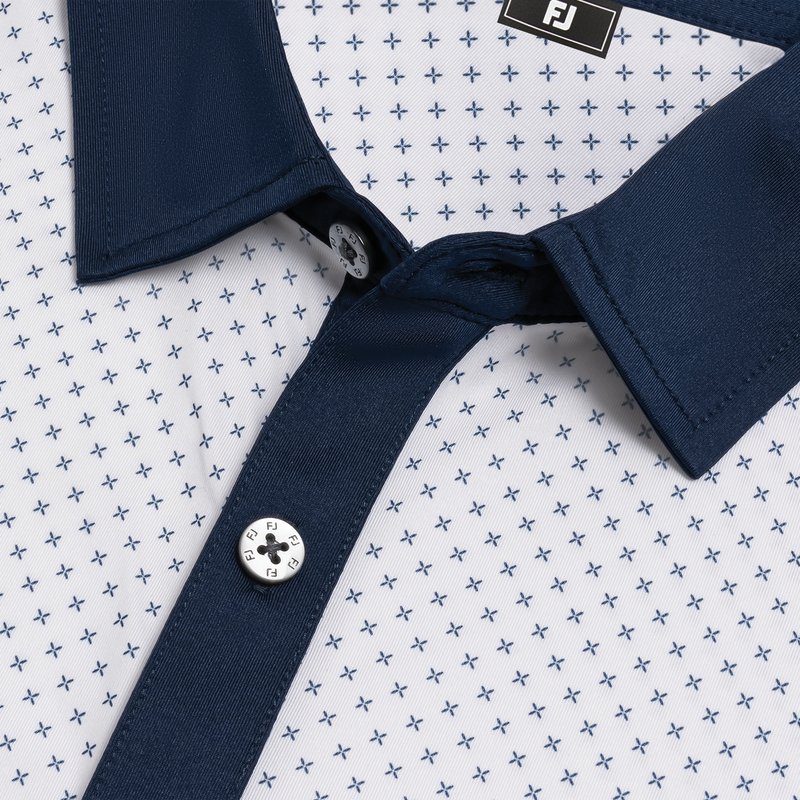 Athletic Fit Micro Flower Lisle - White / Navy