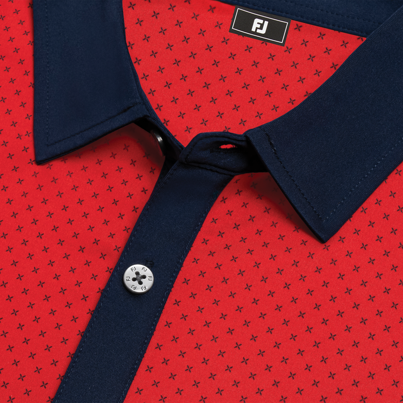 Athletic Fit Micro Flower Lisle (Men's) - Red / Navy