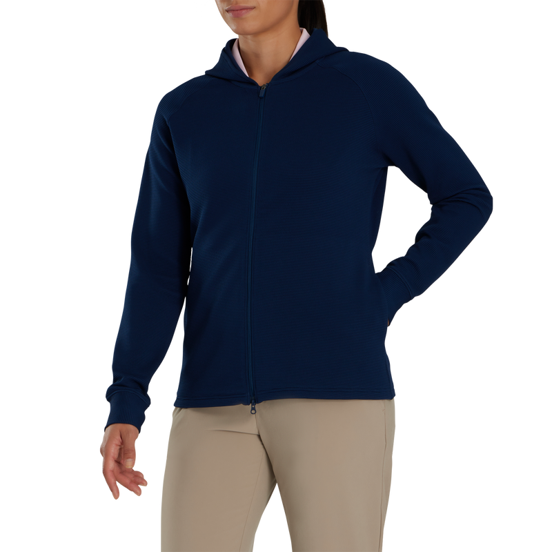 Full-Zip Ottoman Hoodie Women - Navy