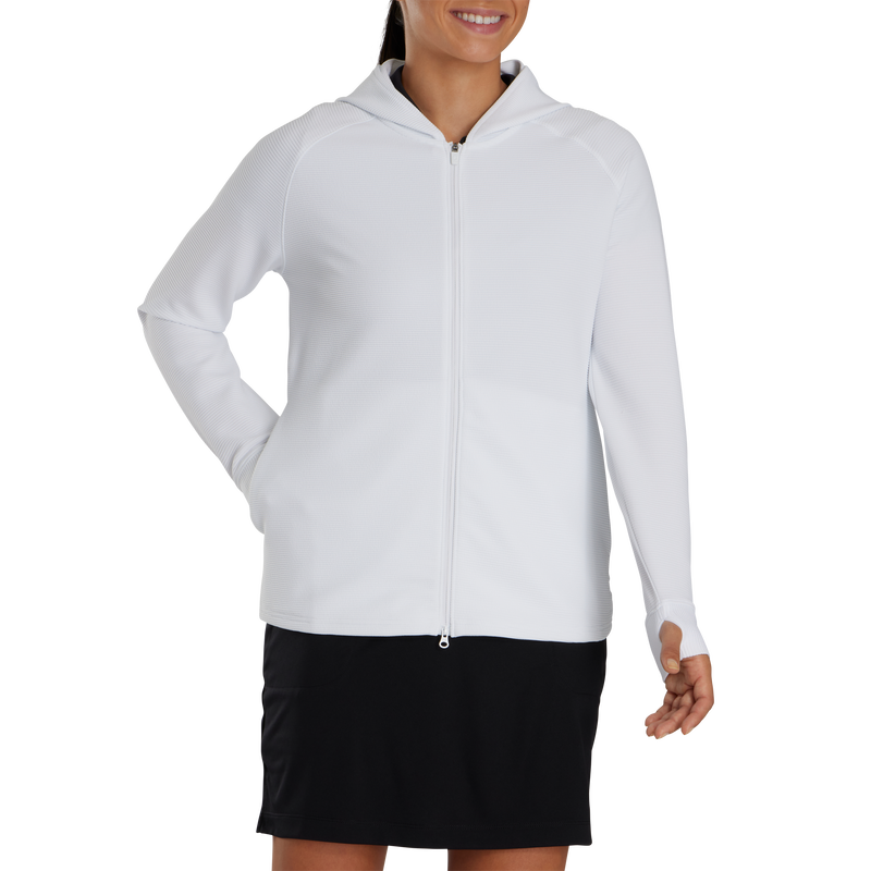 Full-Zip Ottoman Hoodie Women - White