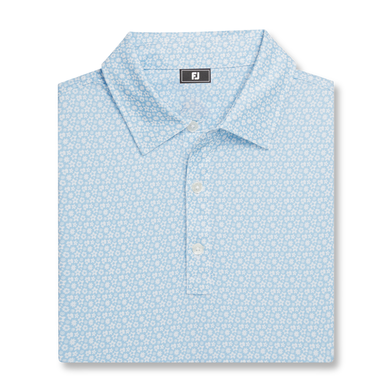 Floral Lisle - White / Sky