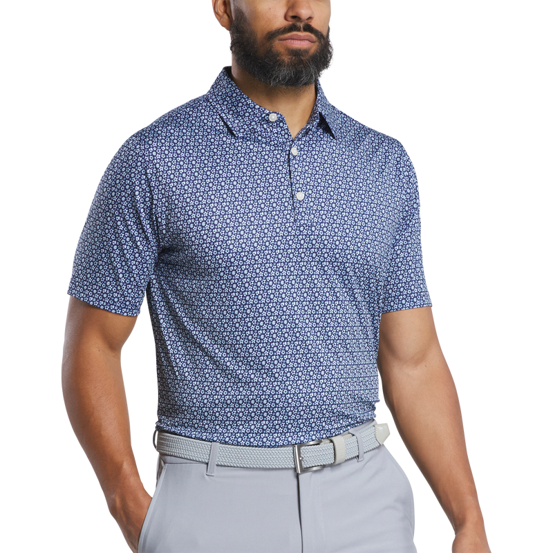 Floral Lisle - White / Navy