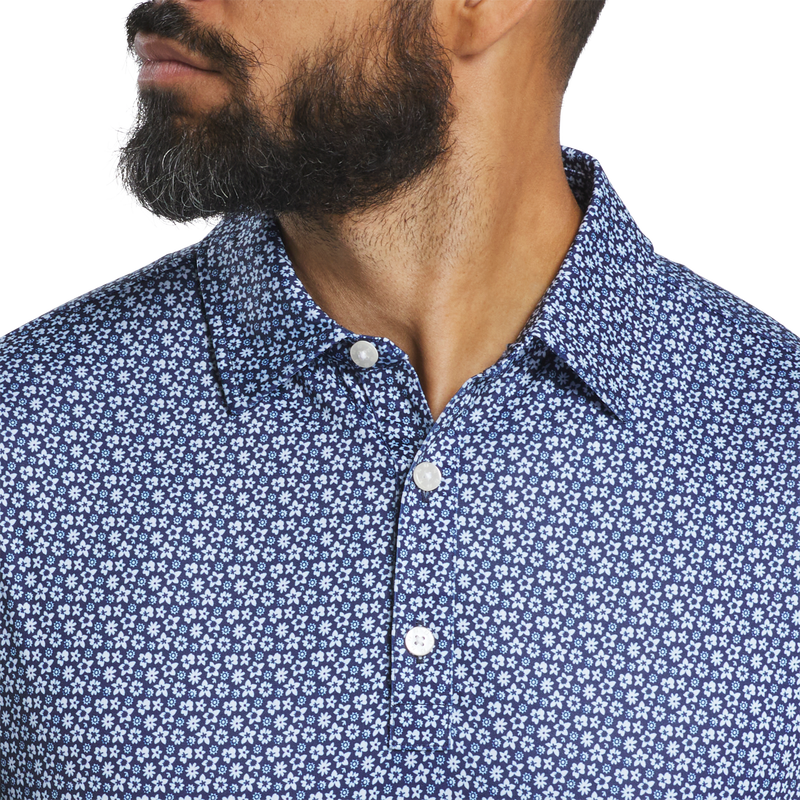 Floral Lisle - White / Navy