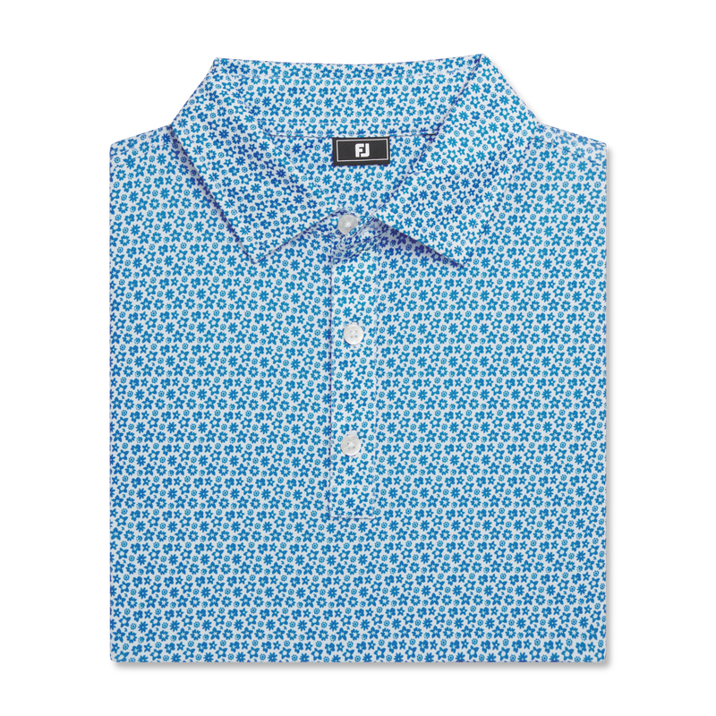 Floral Lisle - Marine / White