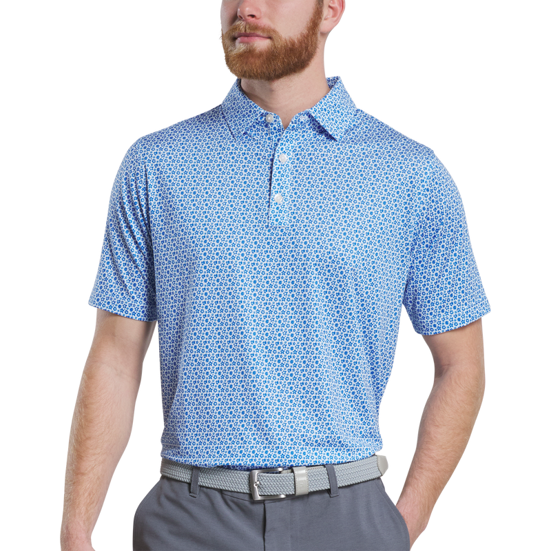 Floral Lisle - Marine / White