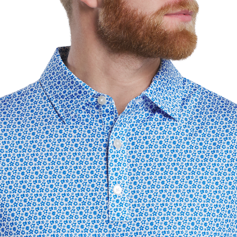 Floral Lisle - Marine / White