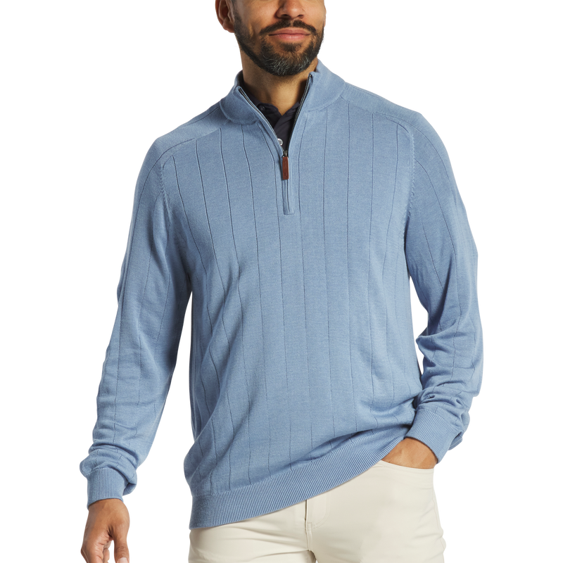 Drop Needle Pullover - Heather Steel Blue