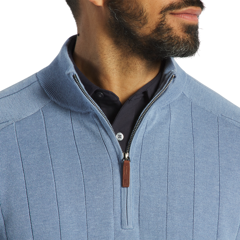 Drop Needle Pullover - Heather Steel Blue