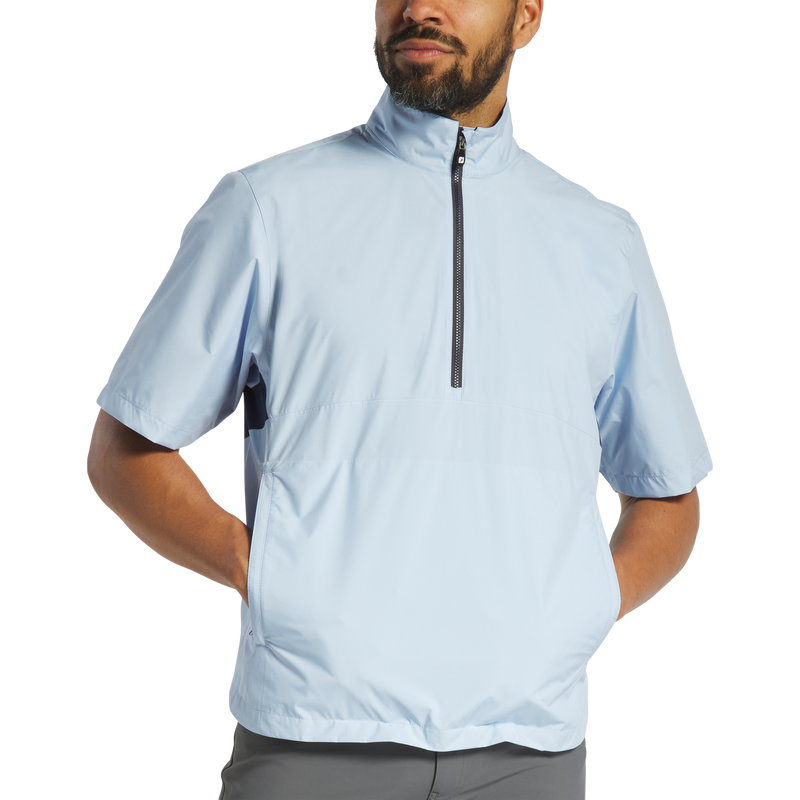 HydroLite X Short Sleeve Rain Shirt - Light Blue / Navy
