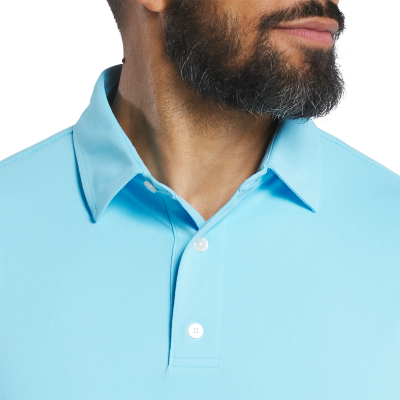 Performance Stretch Pique Solid Self Collar - Tropic Blue