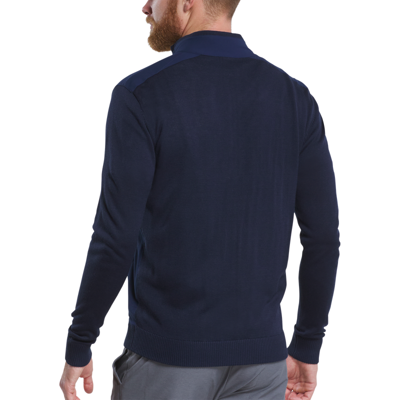 Hybrid Full-Zip Sweater - Navy