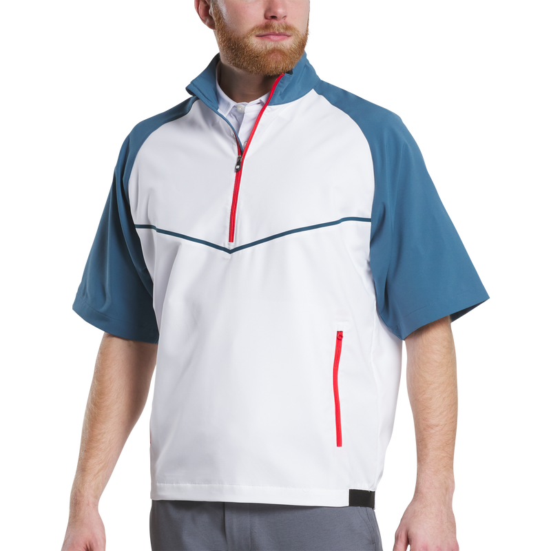 Zephyr Short Sleeve Windshirt - Denim / White