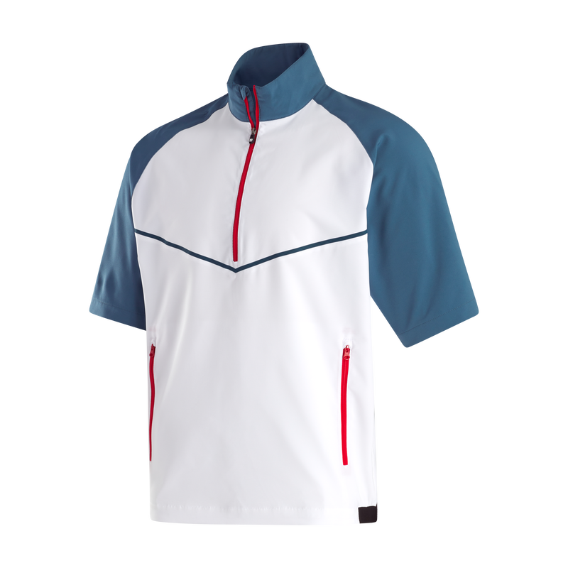 Zephyr Short Sleeve Windshirt - Denim / White