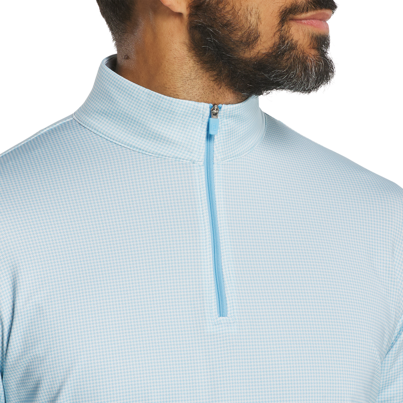 Houndstooth Geo Mid-Layer - Light Blue / White