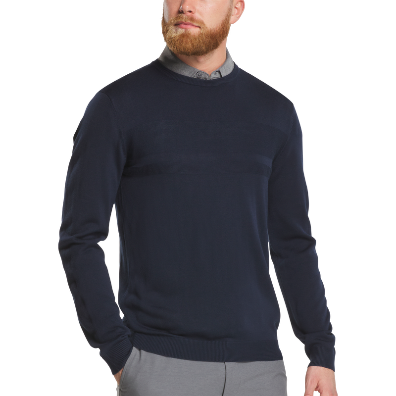Tonal Block Crewneck Sweater - Navy