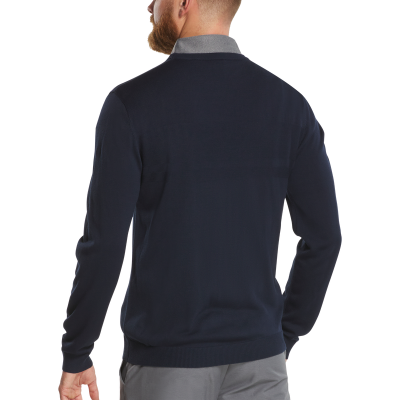 Tonal Block Crewneck Sweater - Navy