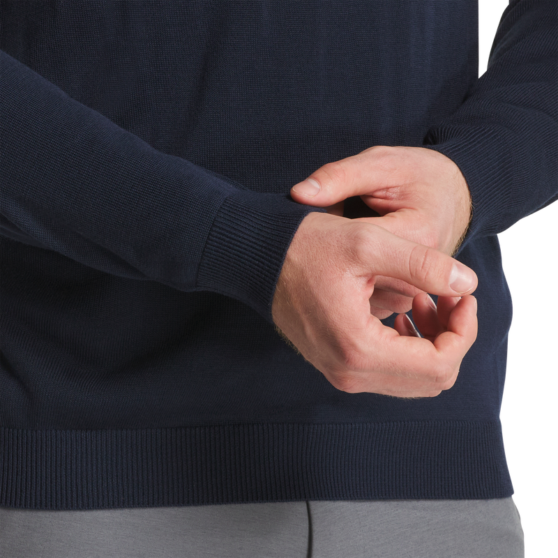 Tonal Block Crewneck Sweater - Navy