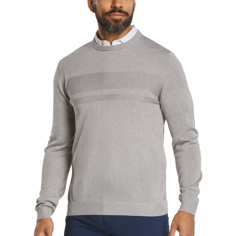 Tonal Block Crewneck Sweater - Heather Grey