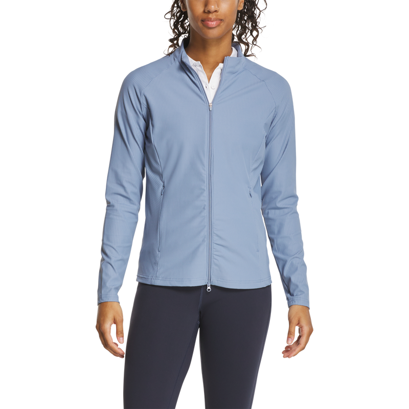 Rib Full-Zip Jacket Women - Blue Stone