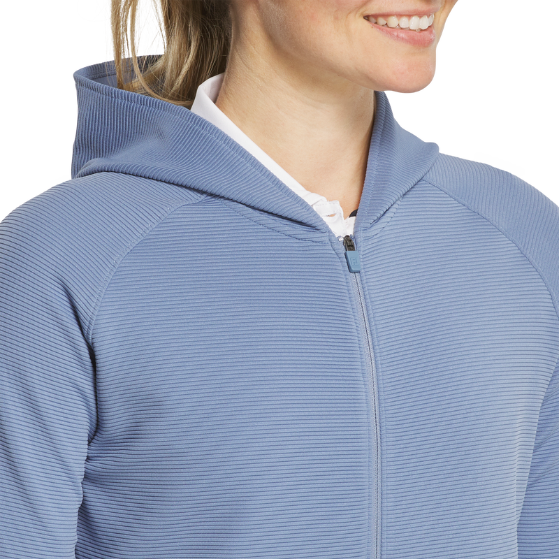 Full-Zip Ottoman Hoodie Women - Blue Stone