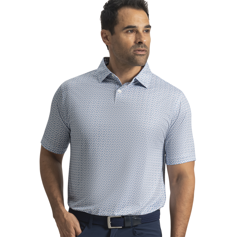 Floral Mark Lisle - Chambray / Coastal Blue / White