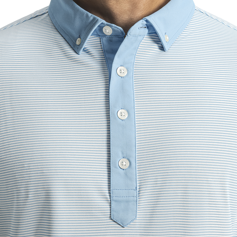 Feeder Stripe Pique - Blue Reef / White