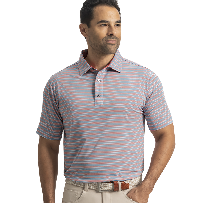 Pinstripe Cluster Stripe Lisle - Chambray / Nantucket Red / White