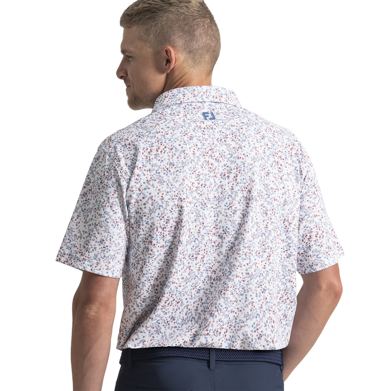Watercolor Floral Pique - White / Blue / Nantucket Red