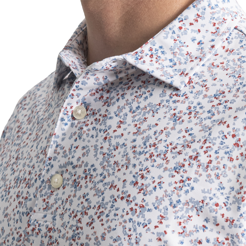 Watercolor Floral Pique - White / Blue / Nantucket Red