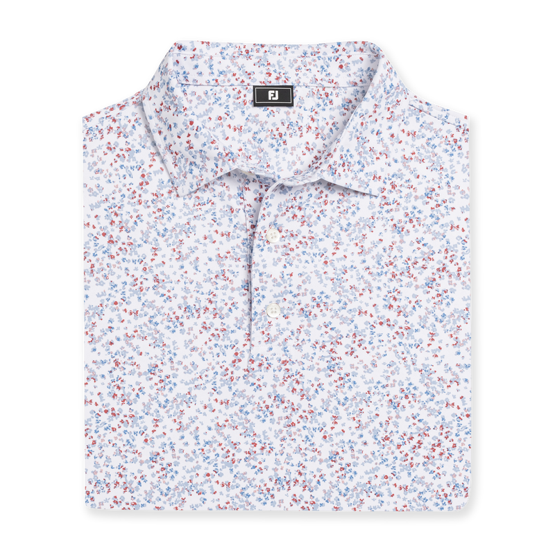 Watercolor Floral Pique - White / Blue / Nantucket Red