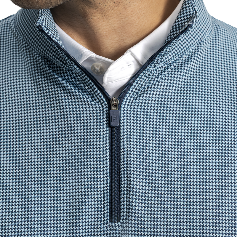Houndstooth Geo Mid-Layer - Light Blue / Navy