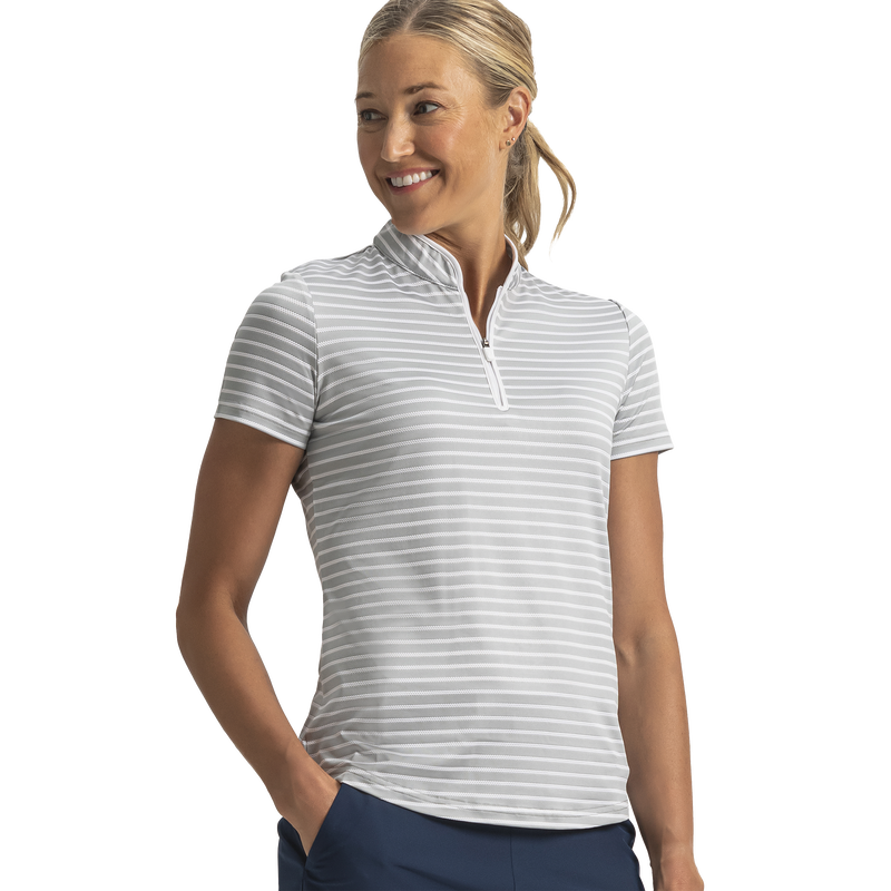 Zip Front Stripe Women - Light Grey / White