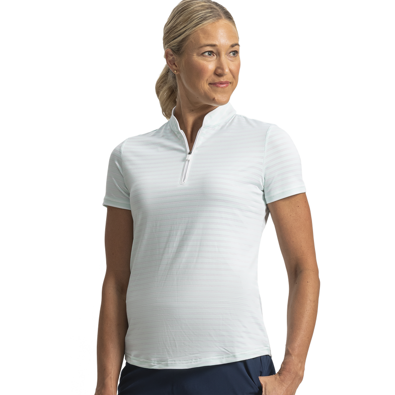 Zip Front Stripe Women - Glacial Blue / White