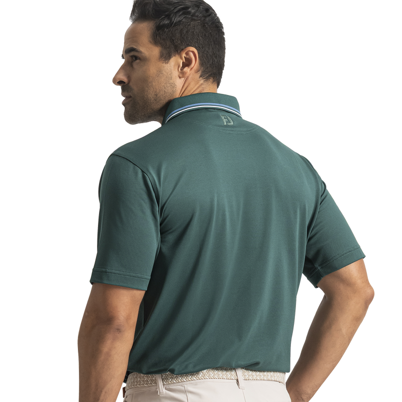 Tipped Collar Pique - Fairway Green